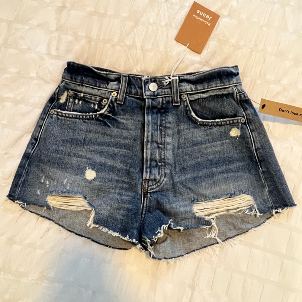 Reformation High Waisted Jean Shorts Sz 25 NWT